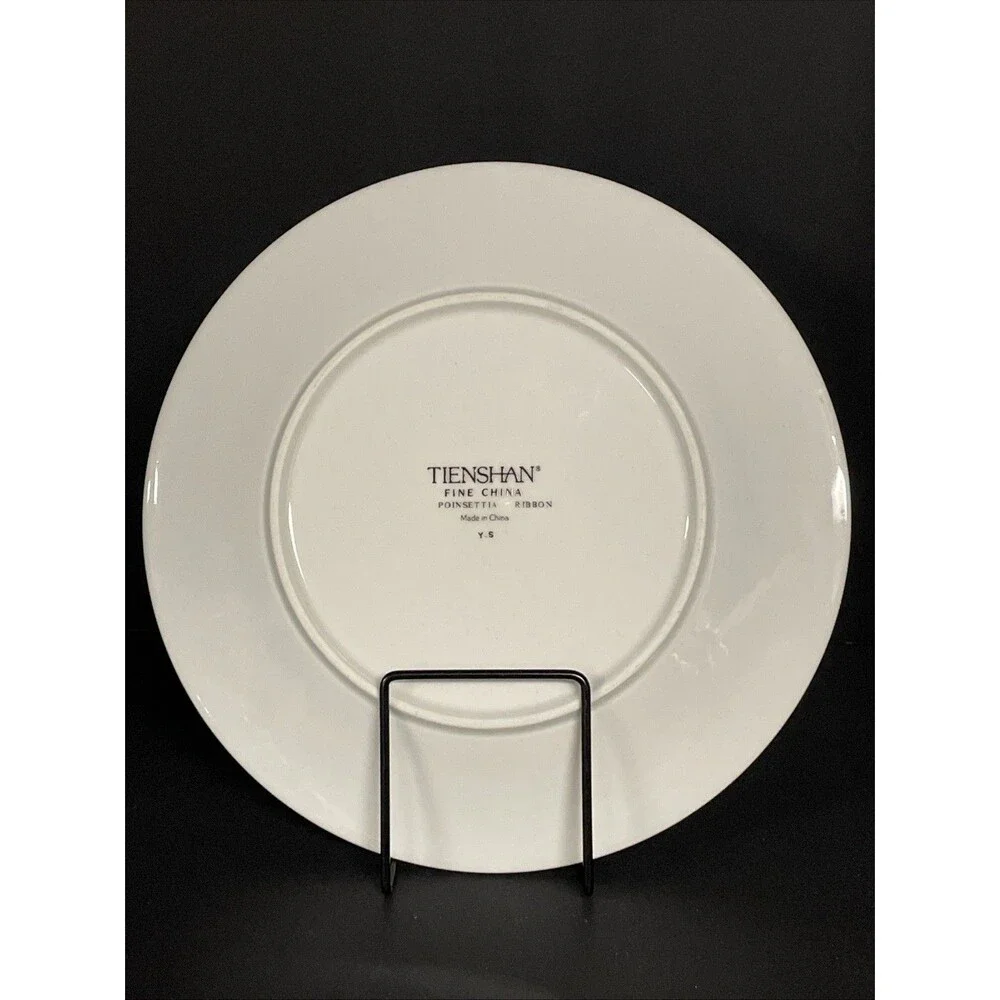 Tienshan - Poinsettia & Ribbons Christmas 10” Dinner Plate